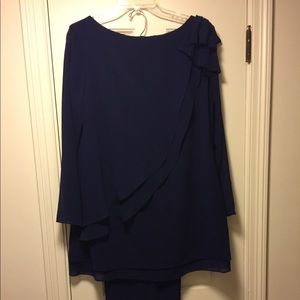 Navy blue pants suit